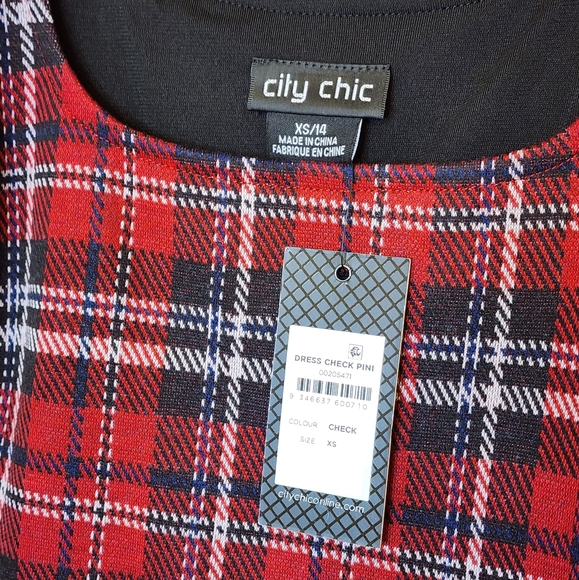 NWT City Chic CCX Plaid Pini Dress Size 14 - Picture 7 of 14